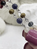 Image of Gemstone Crystal mix Rosary Faceted Blue Agate with Mixed Crystal Shapes, Crystal Beaded Chain 6mmBeads,Silver pin, 1 Meter (39 ") Fast Ship