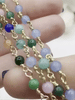 Image of Colorful Agate Stone Beaded Rosary Chains, Beaded Chains, 4 styles. 4.5mm round stone beads, Gold Wire, Sold by the foot. Fast ship
