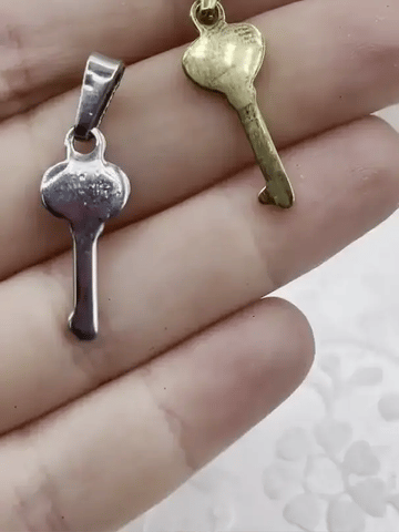 KEY Pendant Stainless Steel Silver or Gold plated Color Charm Pendants, Key Charm, Lock Key Charm Key 24.5x10x2mm Fast Ship