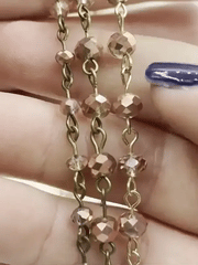 Crystal Round Champagne Copper Rose Rosary faceted glass beads Beaded Chain 6mm and 4 mm Gold or Bronze, pin 1 Meter (39 