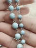 Image of Turquoise Howlite Rosary Chain, Silver wire links, 6mm or 8mm round stone beaded chain 1 Meter (39 inches) Fast Ship
