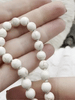 Image of WHITE HOWLITE Hand Knotted Necklace, 36"  HOWLITE, 8mm Round with Cream Thread. Fast ship