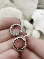 Brass Micro Pave Snap Clasp, Snap Circle with CZ, Round Snap Ring, Snap Gate Clasp, Necklace Building Extender, Charm Holder, Fast Ship