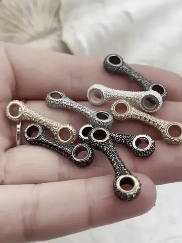 CZ Micro Pave Bar Connector, Pave Bar, Double Hole Connector, Plated Brass Finding with CZ,Cubic Zirconia, Bar Connector, 8 styles.Fast Ship