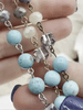 Image of Turquoise Howlite Crystal Mix Rosary Chain, Gold, Bronze, or Silver wire links, 8mm round stone beaded chain Sold by the foot Fast Ship