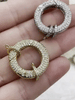 Image of Micro Pave CZ  Quality Brass Spring Clasp, Round Clasp, Easy Open Spring Gate, Gate Clasp, Extender. Gold or Silver, 25mm. Fast Ship