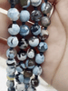Image of Blue Fire AGATE Faceted Hand Knotted Gemstone Necklace, 36"  Agate, 8mm Faceted Polished finish with Turquoise thread. Fast ship