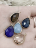 Image of Crystal Gold Soldered Pendants and charms. Teardrop, Oval connector, Soldered Crystal Charms 5 Colors,  Fast Ship