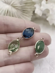 Small Colorful Oval Crystal Charms/Connectors. Oval Connectors, 3 colors available, 14.2mm x 10.8mm x 5.4mm. Fast Shipping