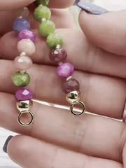 Hand Knotted Stone Necklace Multicolor Semi Precious Agate Rondelle Stone Necklace, 16'5