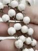 Image of WHITE Howlite Rosary Chain, Gold, silver, bronze or gunmetal wire links, 8mm round stone bead chain 1 Meter (39 inches)