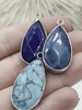 Image of Natural Stone Teardrop Pendant with Wrapped Silver Bezel, Silver plated Brass Bezel, 3 Stone Colors to choose from, Stone Pendant, Fast Ship