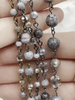 Image of Gemstone Crystal mix Rosary Picasso Jasper Square and Rondelle Crystal Beaded Chain 8mm 6mm Gunmetal or Bronze, pin 1 Meter (39 ") Fast Ship