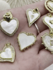 Image of Mother of Pearl Heart CZ Charms, 9 styles, Gold Plated Brass Heart Charms, MOP Charms, Cubic Zirconia, Brass Mother of Pearl, Fast Ship