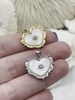 Image of Mother of Pearl Heart Charm with CZ, 2 Colors, Gold or Silver, Plated Brass and Mother of Pearl, 18mm x 19.5mm. Fast Ship