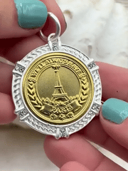 Parisian Collection Gold Eiffel Tower Paris Coin Pendant, 