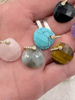 Image of Mini Gemstone Faceted Teardrop Pendants with Gold and CZ Bale. 7 Styles, 16.5mm Stone Pendants with Gold Bale and CZ. Fast Shipping