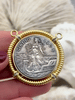 Image of Italian Coin Pendant, 28mm Burnished Silver Coin Pendant, Italian 10 Centesimi Coin, 3 Bezel Colors, Italian Replica Brass Coin, Fast Ship
