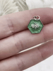 Image of Green Enamel Bee Pendants, Rhodium or Gold Bee Charm, Hexagon Charm w/Green Enamel, Enamel and Plated Brass, Green Bee Charm. Fast Ship.