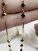 Image of Gold Bar and Black Crystal Chain, Dainty Gold Plated Chain, 18K Gold Plated Brass, Black Crystals and Gold Bars, Sold By the Foot, Fast Ship