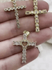 Image of Gold Cross Charms with Cubic Zirconia, Gold Religious Cross, Brass Cross Charm, Gold Cross Pendant with clear CZ, 3 styles, Fast Ship