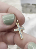 Image of CZ Micro PAVE Gold Cross Charms, 2 Styles, Blue CZ, Gold Plated Brass, Religious Cross Charms, Cubic Zirconia, Plated Brass,Fast Ship