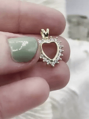 Gold Plated Brass Heart Charms with CZ, 2 styles, Gold Plated Brass, Brass and Cubic Zirconia Heart Pendants. Fast Ship