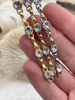 Image of Mixed Link Zinc Alloy Cable Chain with Clear Crystals, by the foot. 3 Finishes, Gold, Rhodium, Matte Gold finishes Clear Crystals, Fast ship