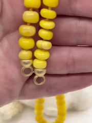 Peruvian Yellow Mixed Opal Hand Knotted  Necklace, 17