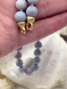 Image of Peruvian Pale Grey/Purple Opal Hand Knotted Necklace, 17" Long, Round Stones, Approx 10mm with Gold Finished Ends, Candy Necklace,Fast Ship