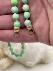 Peruvian Green Opal Hand Knotted Necklace, 17