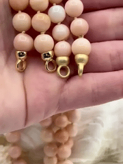 Peach Peruvian Opal Hand Knotted Necklace, 17