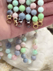 Image of Peruvian Colorful Pastel Opal Hand Knotted Necklace, 17",Round Stones 8mm, Gold, Matte Gold, Rhodium Finished Ends, Candy Necklace,Fast Ship