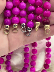Peruvian Hot Pink Opal Hand Knotted Necklace, 17