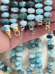 Peruvian Mixed Blue Opal Hand Knotted Necklace, 17