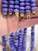 Image of Peruvian Deep Purple Opal Hand Knotted  Necklace,17" Long, Rondelle Stones 8mmx5mm,Gold Matte Gold, or Rhodium Caps,Candy Necklace,Fast Ship