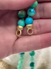 Peruvian Green/Blue Opal Hand Knotted Necklace, 17