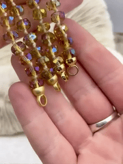 Hand Knotted Iridescent Amber Rondelle Crystal Necklace, 16'5