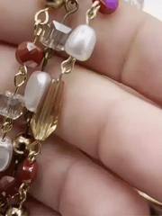 Vintage Glass Pearl & Crystal Mixed Rosary Chain, Pink and Gold Glass beads, Glass Pearl, 3 colors, Sold by the Foot. BBA Original Fast Ship