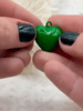 Image of Green Heart Charm/Pendants, Heart Pendants, 3 sizes, Enamel Plated Brass Charms, Small, Medium, or Extra Large, Colorful Hearts, Fast Ship