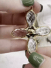 Image of Crystal Gold Soldered Connector Pendant. Flower Shape Connector, Large Soldered  Crystal Charms, 50mm x 43mm, 10mm thick.  Fast Ship