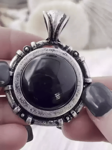 Black Agate Stone Pendant with Bezel, Natural Stone Cabochon, in a variety of patterns,5 bezel colors, Natural Stone Pendant, Fast Ship.
