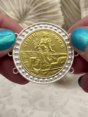 Italian Coin Pendant, Plated Gold Coin Pendant, Italian 10 Centesimi Coin, 3 Bezel Colors, Italian Replica Gold Plated Brass Coin, Fast Ship