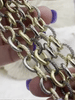 Image of Mixed Link Mixed Metal Textured Cable Chain, Sold by the foot. 13mm x 10mm, 2mm Thick, Electroplated Base Metal, 4 styles, Fast ship