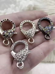 Pave Rhinestone Large Lobster Claw Clasps 8 colors  30mm X 17mm LG Parrot Claw Clasp, Spring Hook Clasp, Fast Shipping