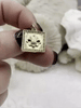 Image of CZ Gold Micro PAVE Charm Pendant BRASS, Fleur de Lis Embossed Charm, Small Square Charm, Cubic Zirconia Pendant, Fast Ship