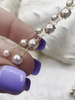 Image of Faux Pearl Beaded Rosary Chain, White Pearls with Gold Caps and Wire, 6mm or 4mm, Gold Plated Brass Wire, Sold by the foot, Fast Ship
