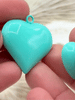 Image of Turquoise Heart Charm/Pendants, Heart Pendants, 3 sizes, Enamel Plated Brass Charms, Small, Medium, or Large, Colorful Hearts, Fast Ship