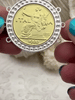 Image of ITALIA Coin Pendant, Gold Coin Pendant, Italian 1 Lira Coin, 4 Bezel Colors, Coin Bezel, Art Deco Coin, Replica Coin, Brass Coin, Fast Ship