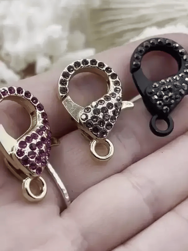Pave Rhinestone Large Lobster Claw Clasps 3 colors  30mm X 17mm LG Parrot Claw Clasp, Spring Hook Clasp, Fast Shipping